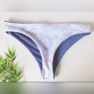 Blue and White Women's True Leaf Collection Handmade Reversable Swim Bottom